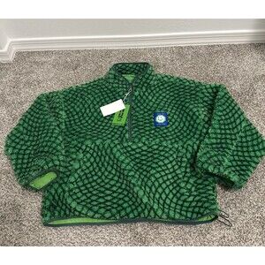 Cash By Cash App Jacquard Weave Green Sherpa Zip Up Jacket Men’s Size Small NWT